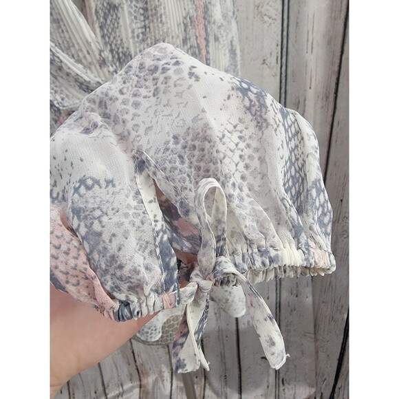 TRIBAL JEANS Women's L Silky Python Popover Flowy Peasant Blouse Shirt Top - Picture 6 of 13